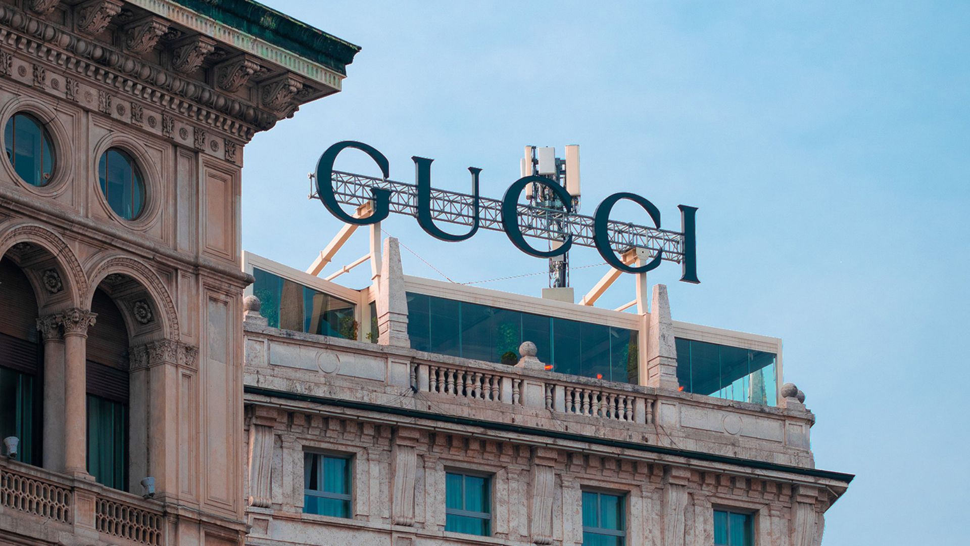a building showing one of the Italian fashion brands